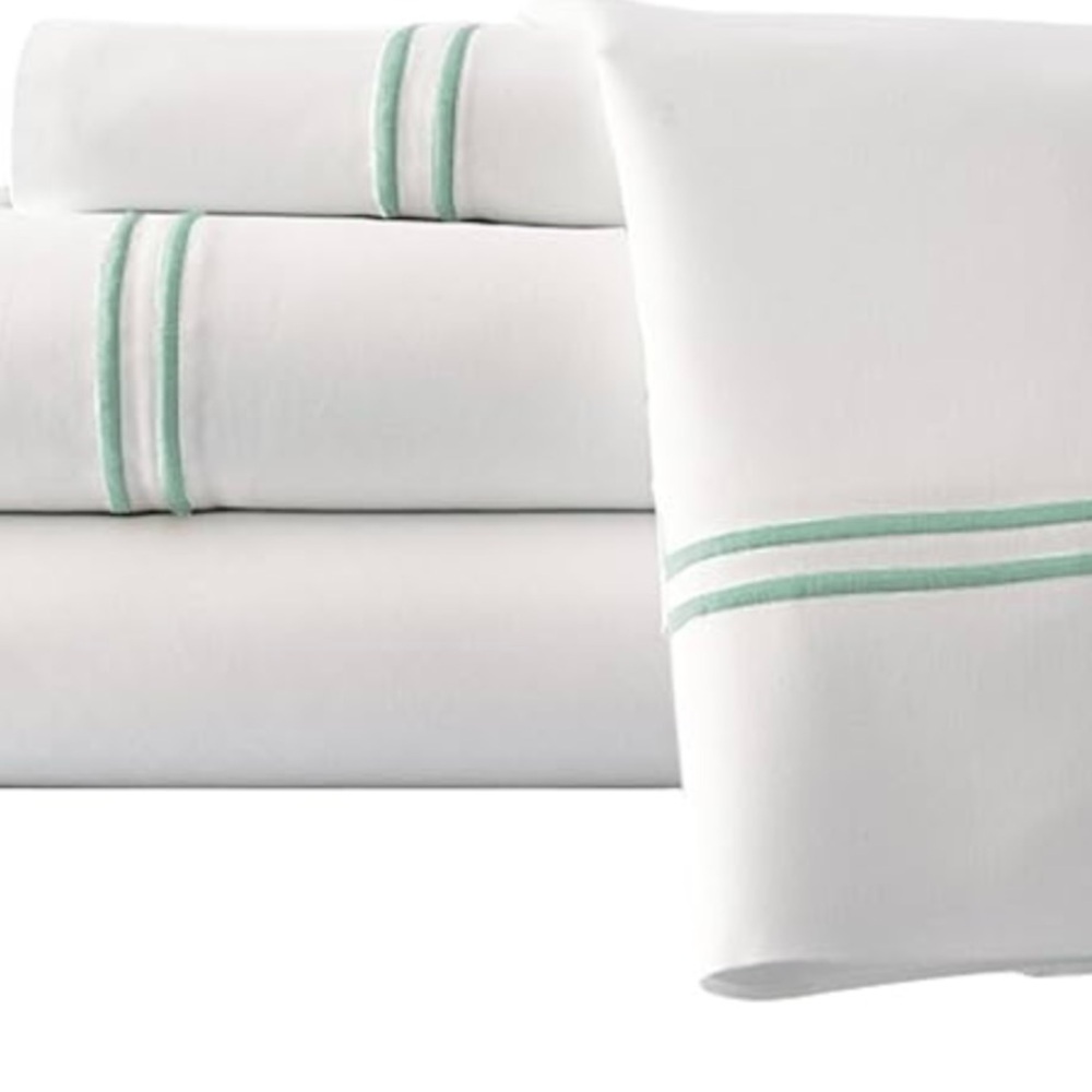 Amrapur Kg Size 4 Pc Sheet Set White/Soft Jade Double Marrow Hem 11000DMG-JDE-KG